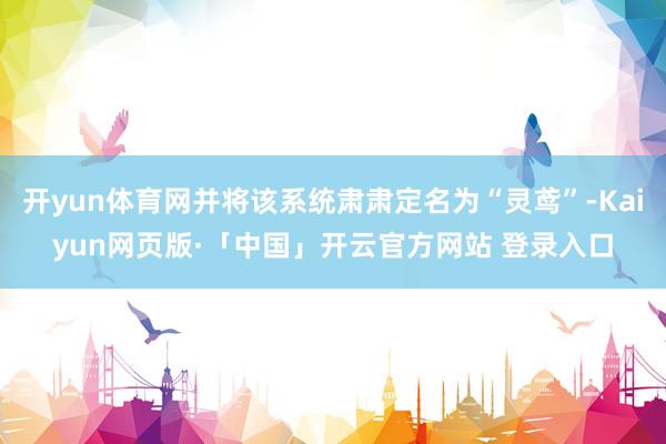 开yun体育网并将该系统肃肃定名为“灵鸢”-Kaiyun网页版·「中国」开云官方网站 登录入口