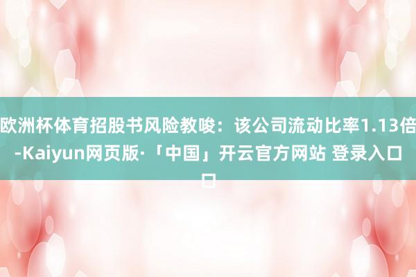欧洲杯体育招股书风险教唆：该公司流动比率1.13倍-Kaiyun网页版·「中国」开云官方网站 登录入口