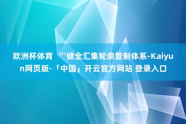 欧洲杯体育 “‘健全汇集轮廓管制体系-Kaiyun网页版·「中国」开云官方网站 登录入口