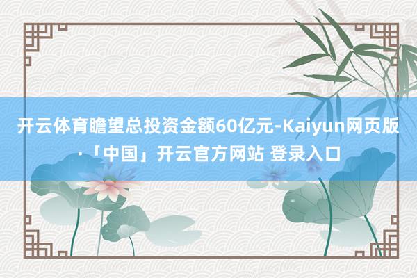 开云体育瞻望总投资金额60亿元-Kaiyun网页版·「中国」开云官方网站 登录入口