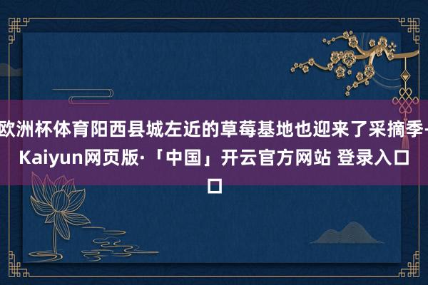 欧洲杯体育阳西县城左近的草莓基地也迎来了采摘季-Kaiyun网页版·「中国」开云官方网站 登录入口